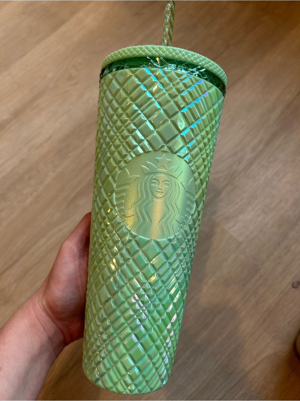 Starbucks Iridescent Green Gemstone Travel Tumbler Cold Cup Venti 24 oz